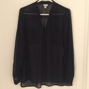 Dynamite Black See-through Button Down Shirt